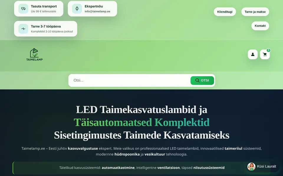 taimelamp.ee home page
